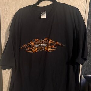 Harley-Davidson Black Tee with Orange Flame Graphics